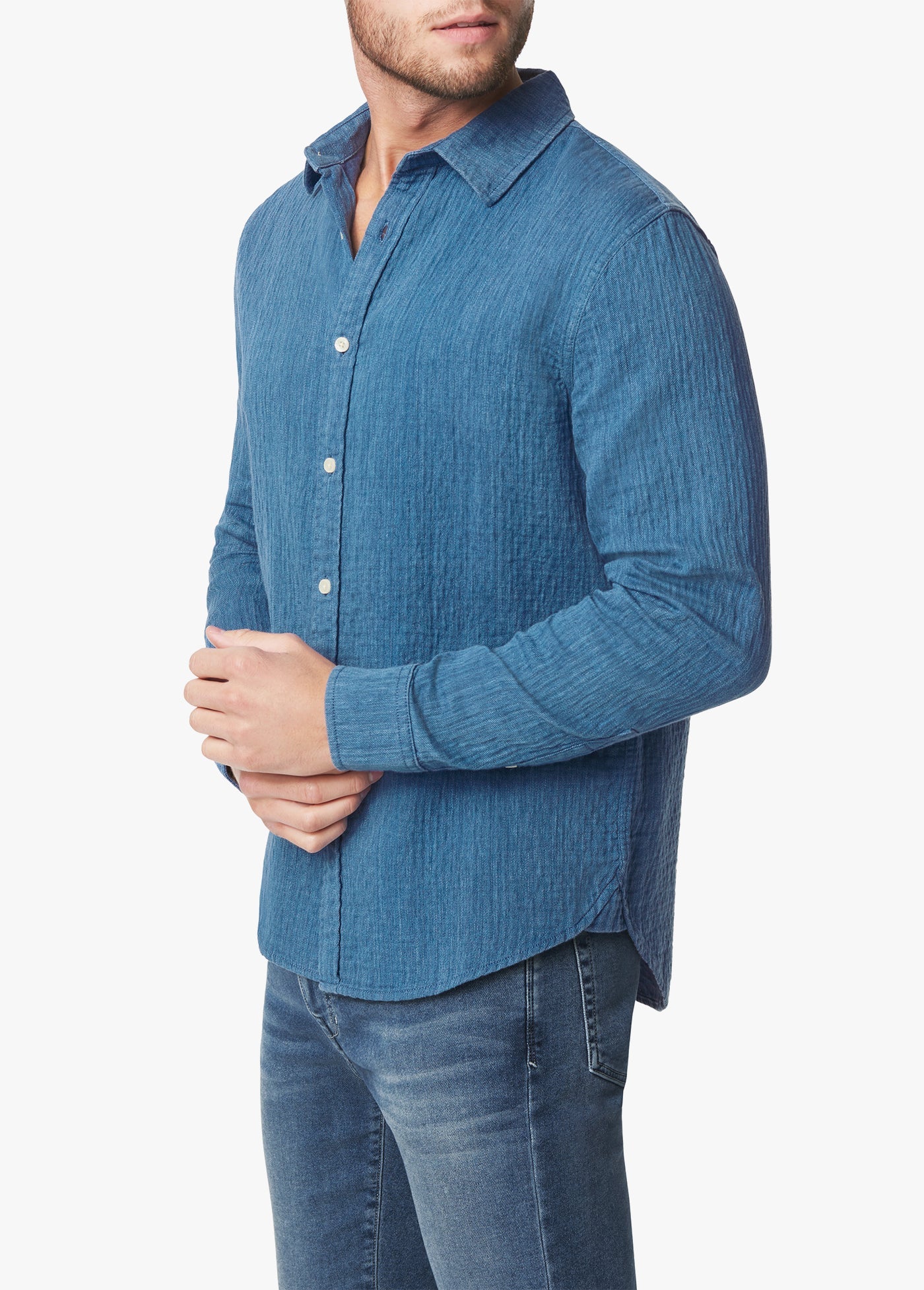 INDIGO LINEN DOBBY SHIRT