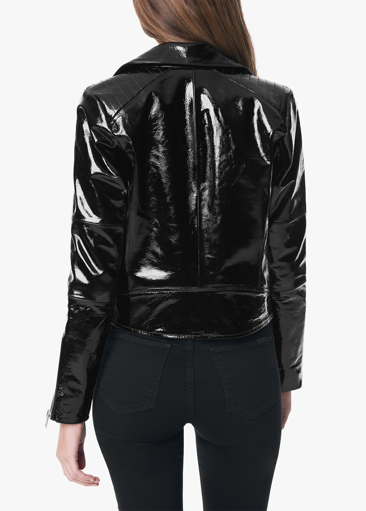 DYLAN PATENT LEATHER ZIP MOTO JACKET