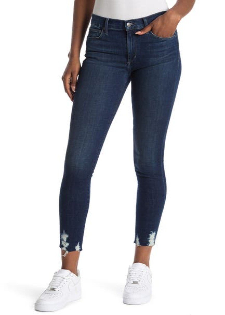 MID RISE SKINNY ANKLE W/ DESTRUCTED F&B
