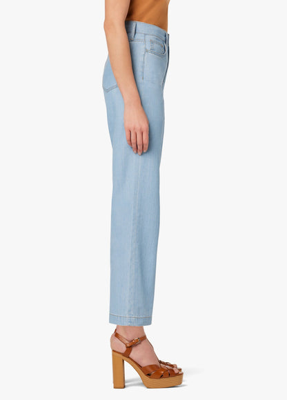 CHAMBRAY HIGH RISE WIDE LEG CROP