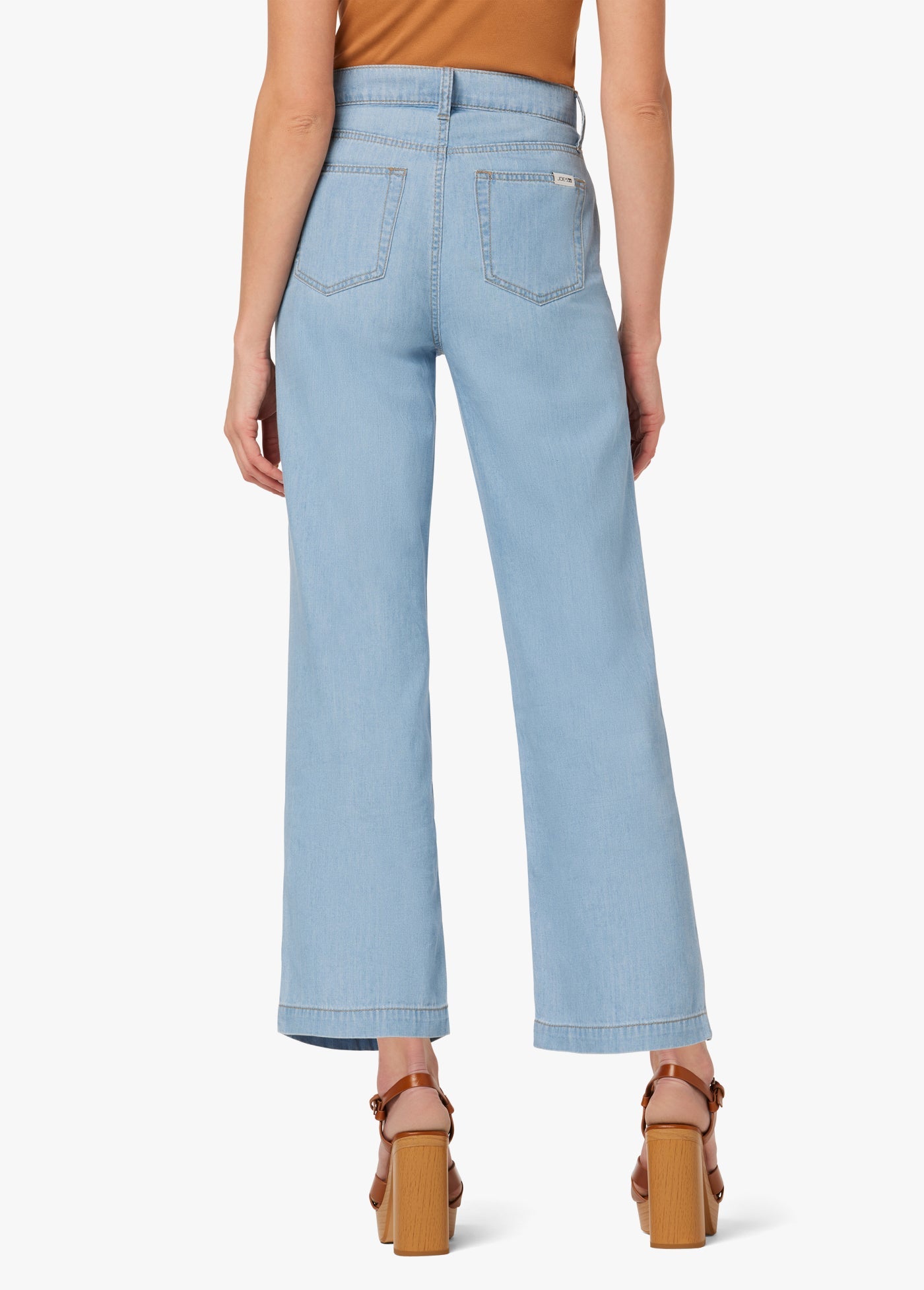 CHAMBRAY HIGH RISE WIDE LEG CROP