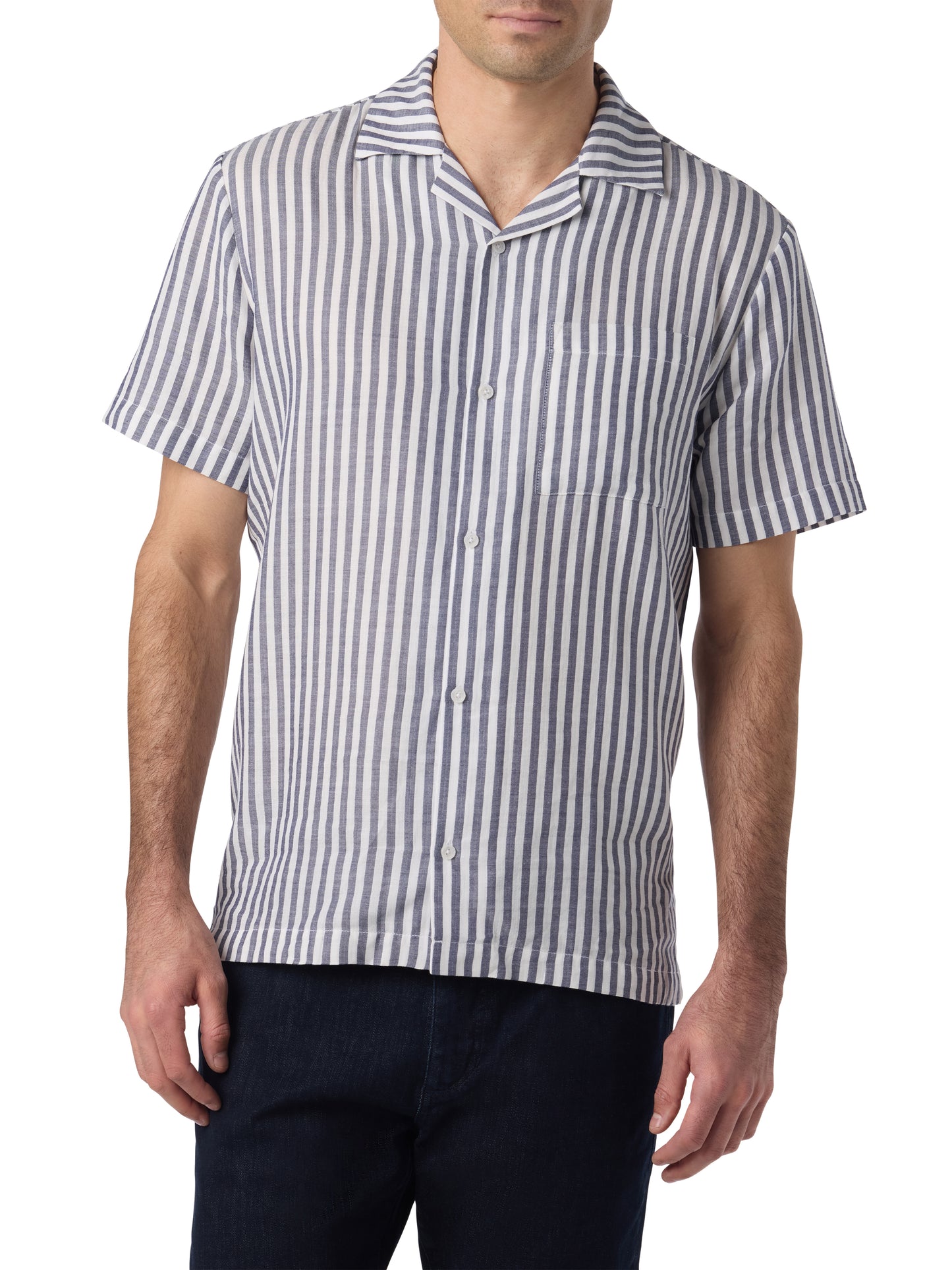 S/S STRIPE CAMP COLLAR SHIRT